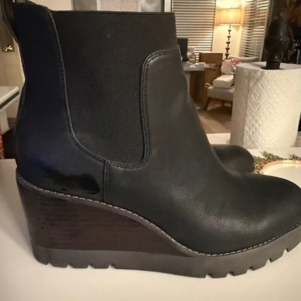 Crown Vintage Black Wedge Bootie